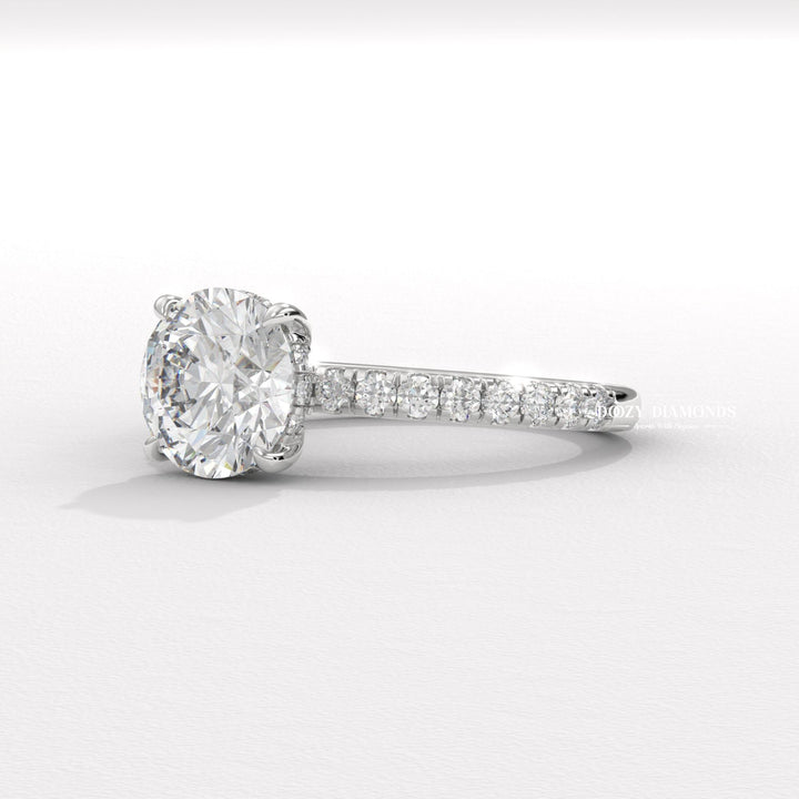 modern engagement ring, romantic proposal ring, sustainable diamond ring, ethical diamond ring, sustainable jewelry, ethical jewelry, round solitaire ring, round center stone ring, round brilliant engagement ring, brilliant cut diamond ring, diamond wedding ring,