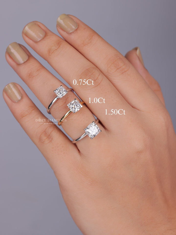 0.75ct - 1.50ct Cushion E - VS2 Lab Grown Diamond Solitaire Engagement Ring - Doozy Diamonds