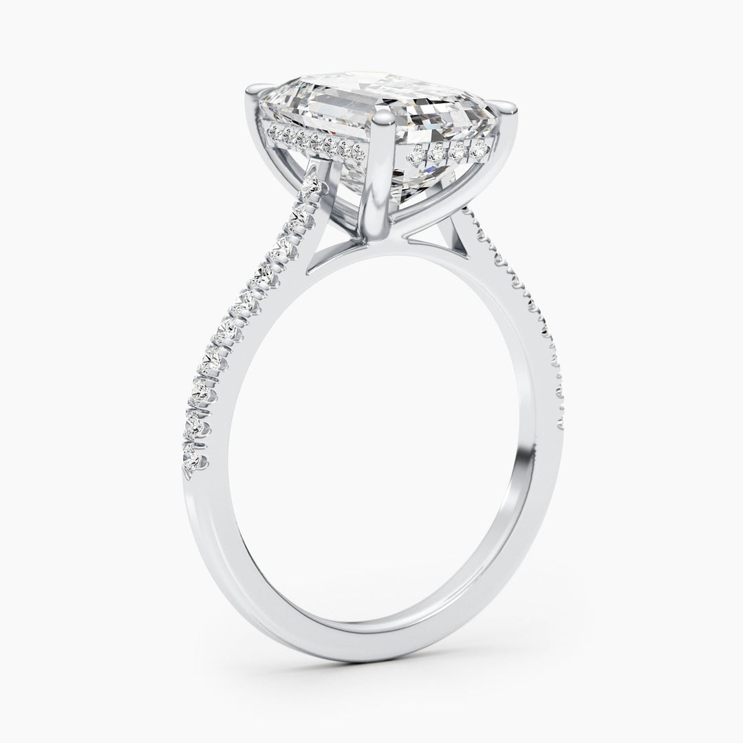 elongated emerald diamond ring