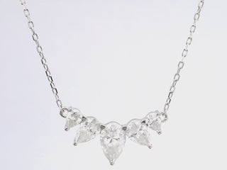 1.0CT Pear Cut Moissanite Five Stone Diamond Necklace For Her