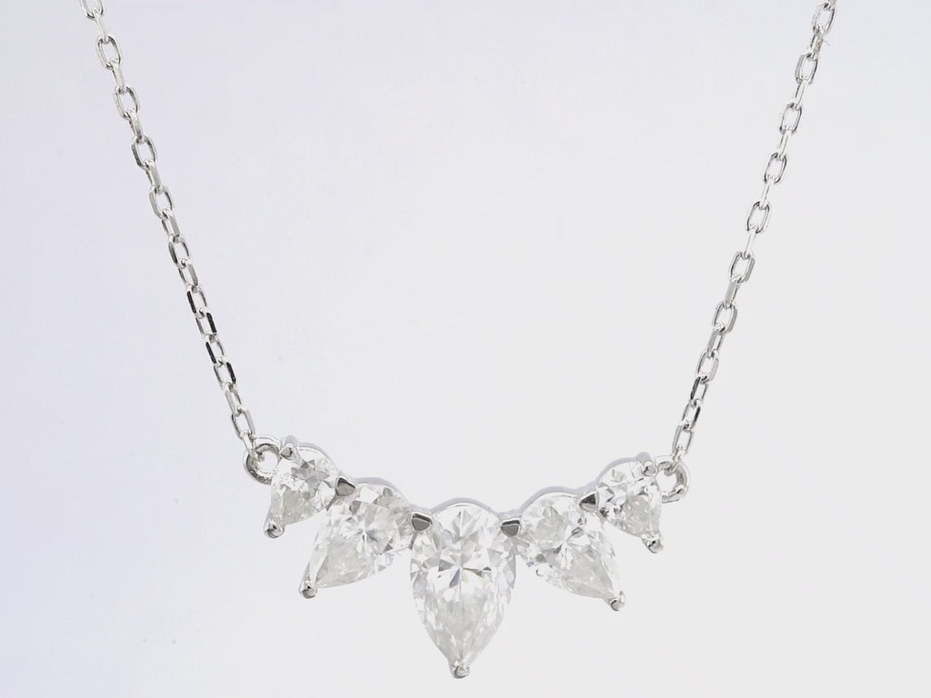 1.0CT Pear Cut Moissanite Five Stone Diamond Necklace For Her