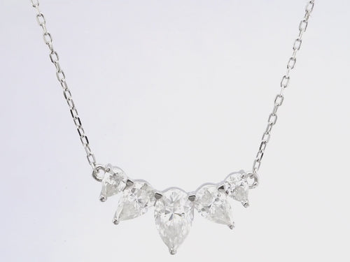 1.0CT Pear Cut Moissanite Five Stone Diamond Necklace For Her