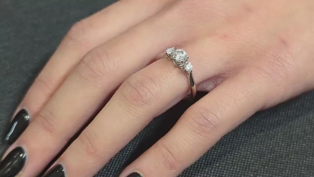 0.50CT Three Stone Round Lab Grown Diamond Engagement Ring Minimalist Engagement Ring