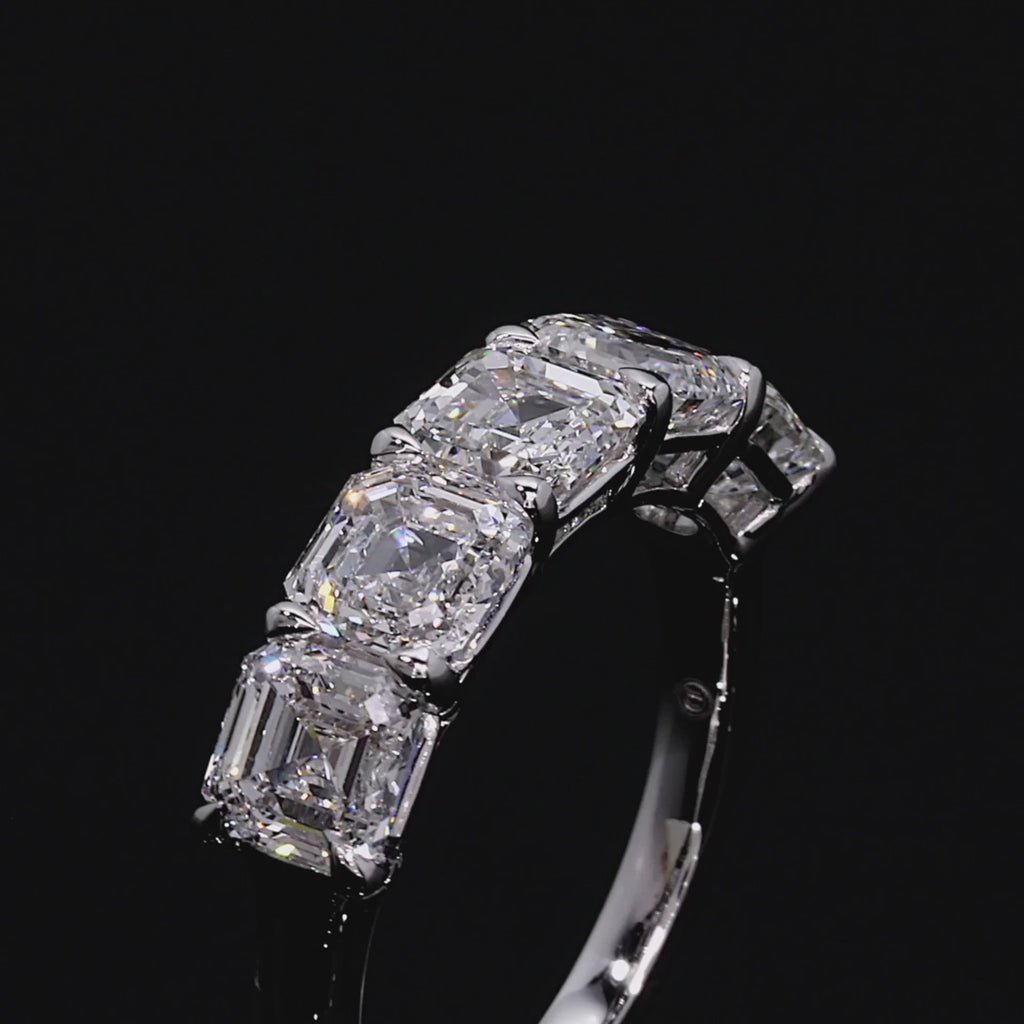 Asscher FG-VS1 Lab Grown Diamond Five Stone Wedding Band
