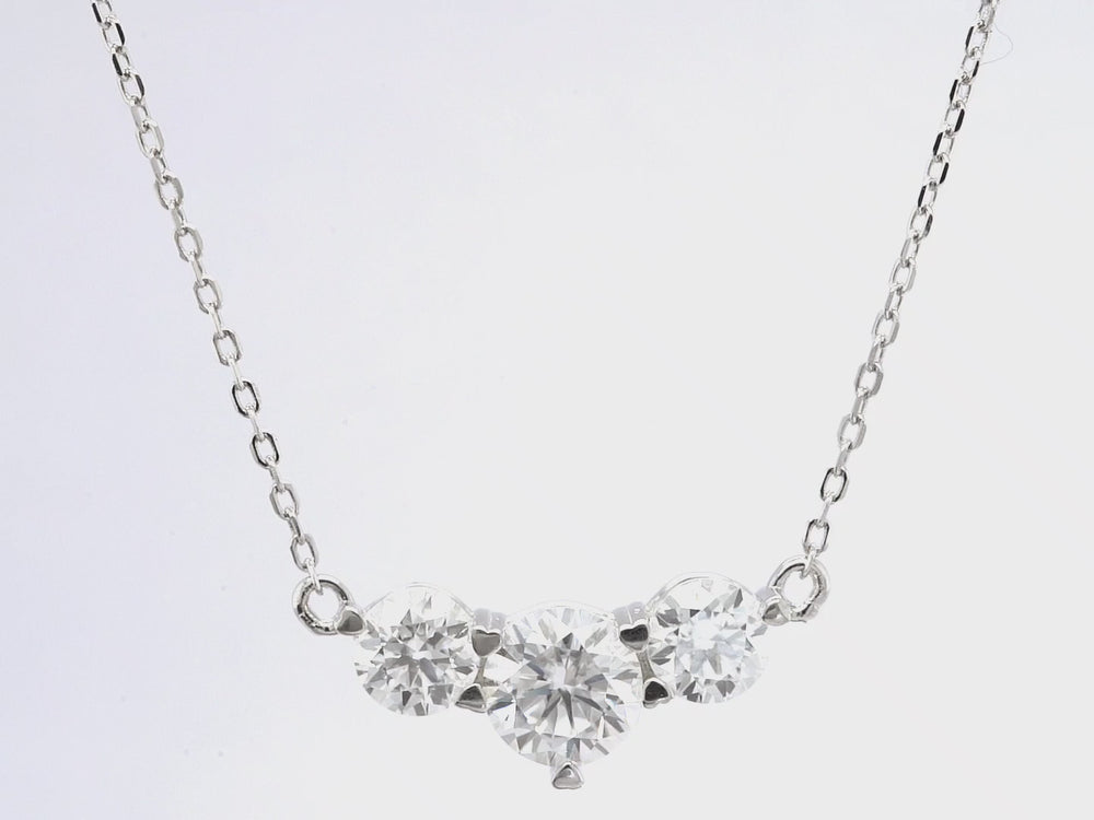 1.0CT Round Cut Three Stone Moissanite Diamond Necklace For Women