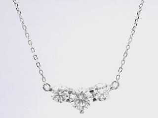 1.0CT Round Cut Three Stone Moissanite Diamond Necklace For Women