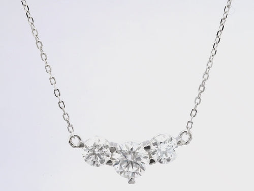 1.0CT Round Cut Three Stone Moissanite Diamond Necklace For Women