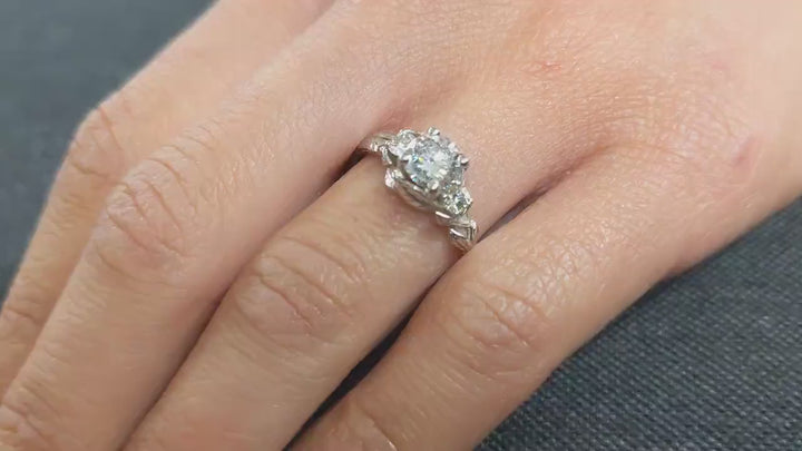 0.75CT Round Cut Three Stone Lab Grown Diamond Cluster Engagement Ring