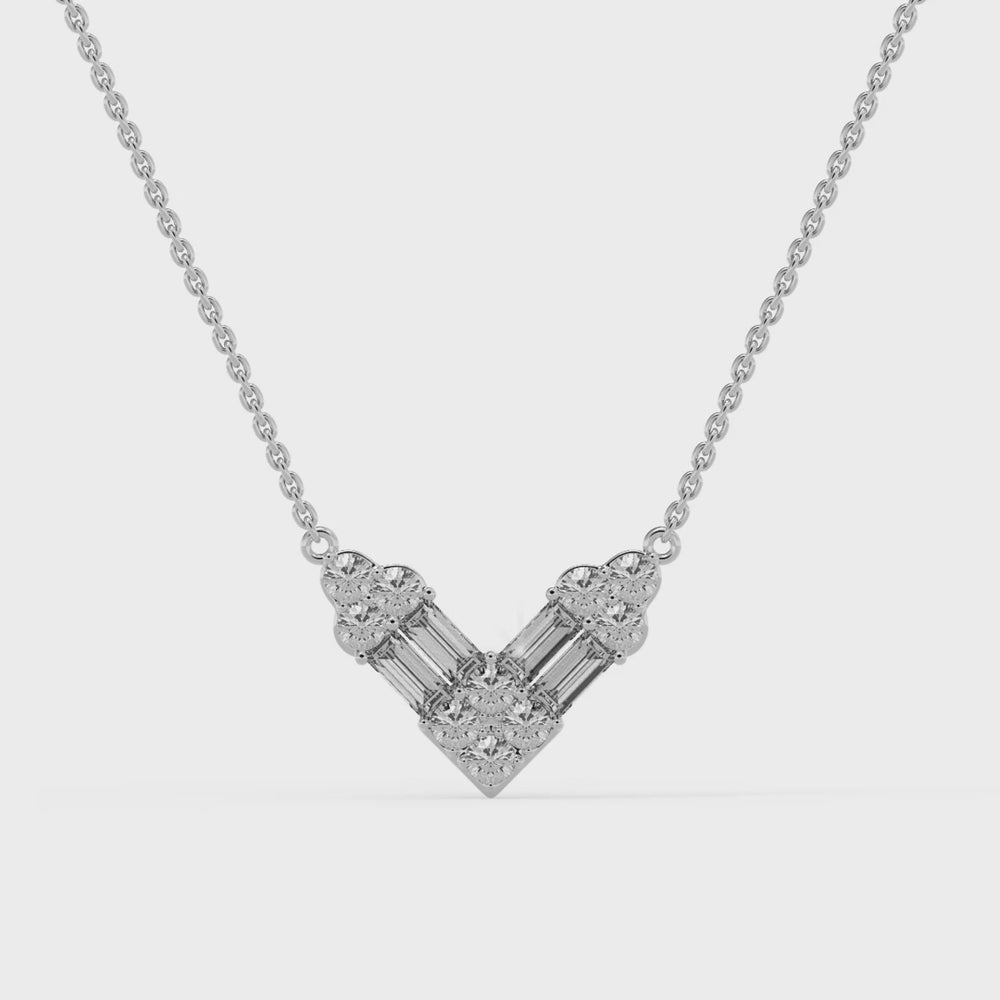 0.48CT Round Cut V Shaped Moissanite Diamond Necklace For Her
