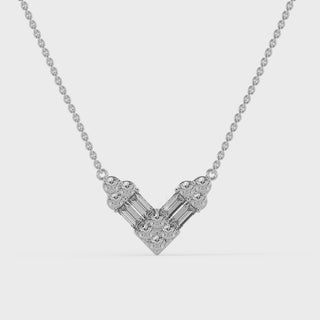 0.48CT Round Cut V Shaped Moissanite Diamond Necklace For Her