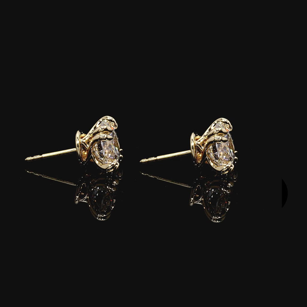 Round F-VS1 Lab-Grown Diamond Double Prongs Stud Earrings