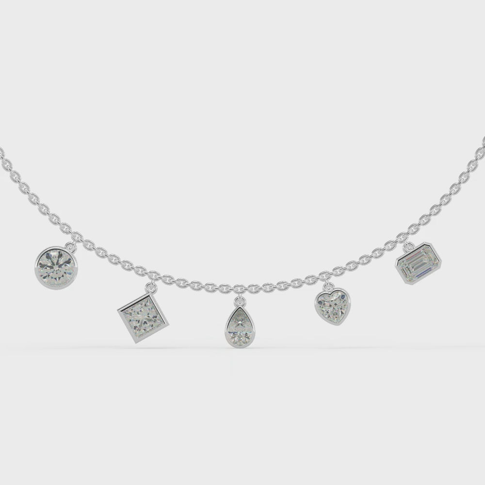 3.4TCW Bezel Set Five Stone Diamond Moissanite Necklace For Women