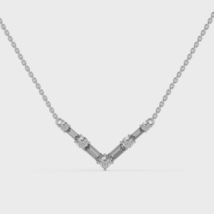 0.68TCW Round Cut Five Stone Diamond Moissanite Necklace For Her