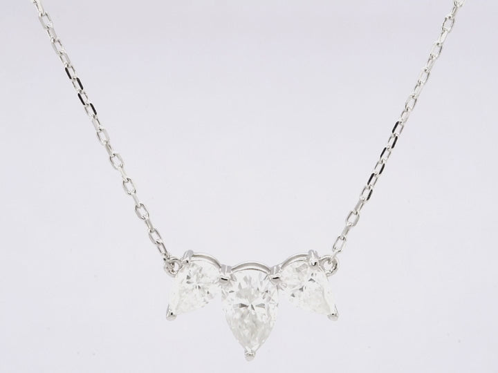 1.0CT Pear Cut Three Stone Moissanite Diamond Necklace For Women