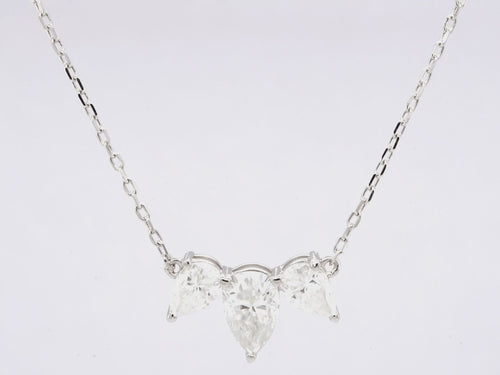 1.0CT Pear Cut Three Stone Moissanite Diamond Necklace For Women