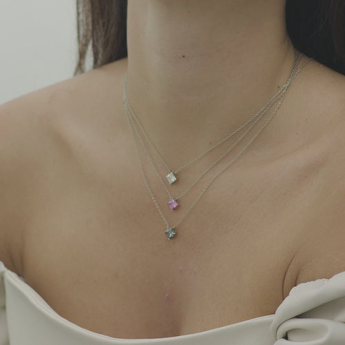 1.3TCW Princess Cut Colleen Moissanite Diamond Necklace For Women