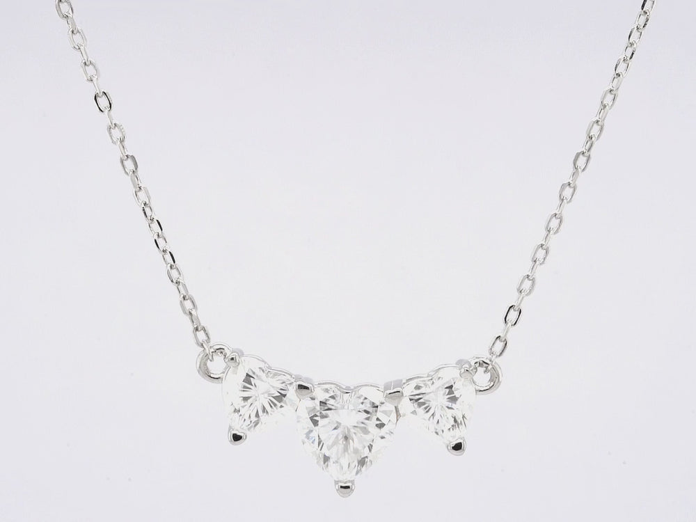 1.0CT Heart Cut Three Stone Diamond Moissanite Necklace For Her