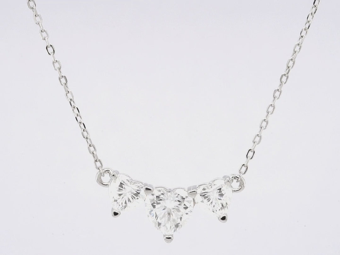 1.0CT Heart Cut Three Stone Diamond Moissanite Necklace For Her