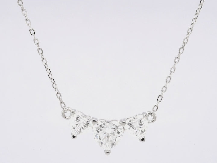 1.0CT Heart Cut Three Stone Diamond Moissanite Necklace For Her