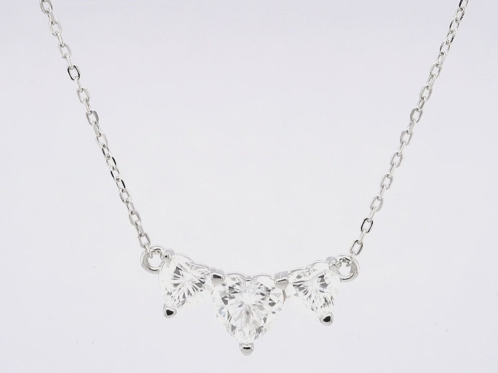 1.0CT Heart Cut Three Stone Diamond Moissanite Necklace For Her