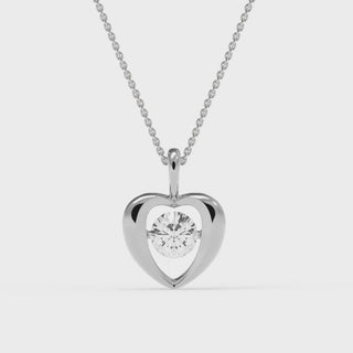 1.0TCW Round Cut Dancing Moissanite Heart Shape Diamond Necklace For Women