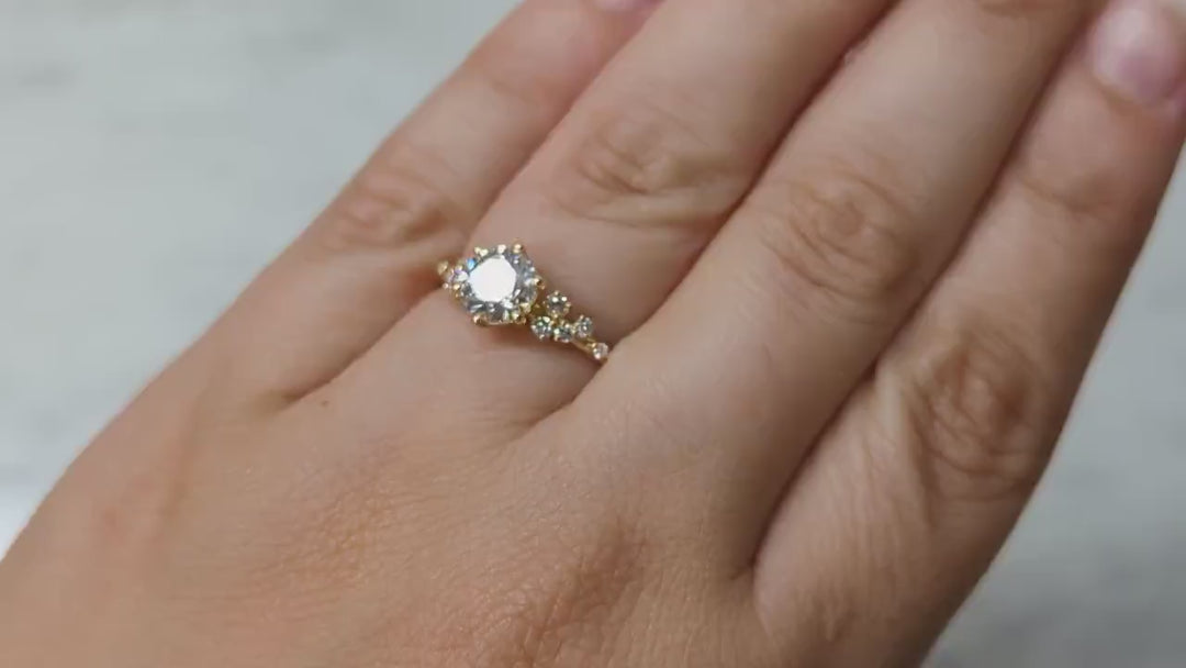 1.0CT Round Cut Zig Zag Cluster Lab Grown Diamond Engagement Ring