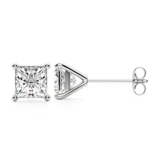 Princess Cut Moissanite Diamond Solitaire Stud Earrings For Women