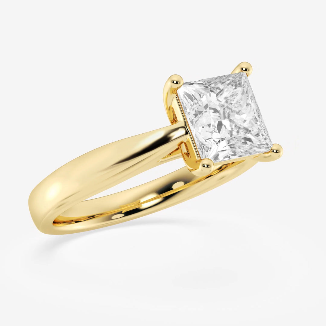 1.0CT Princess Cut Moissanite Diamond Solitaire Engagement Ring