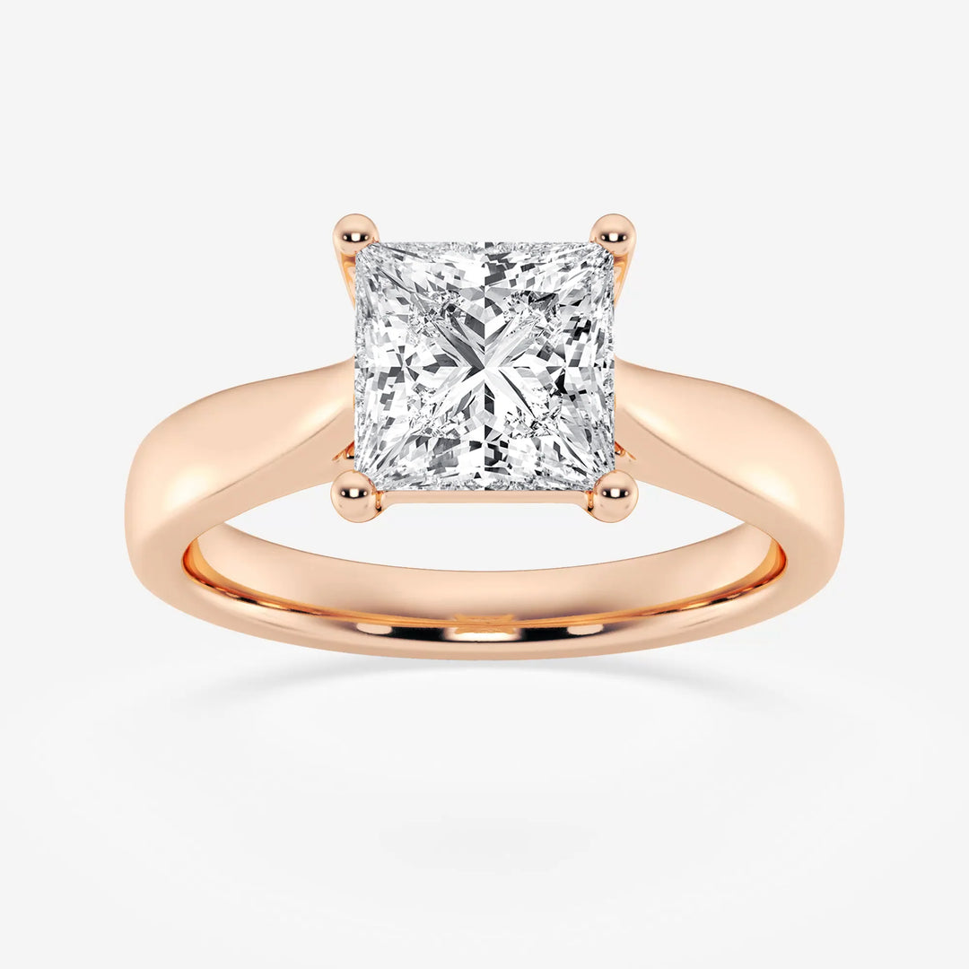1.0CT Princess Cut Moissanite Diamond Solitaire Engagement Ring