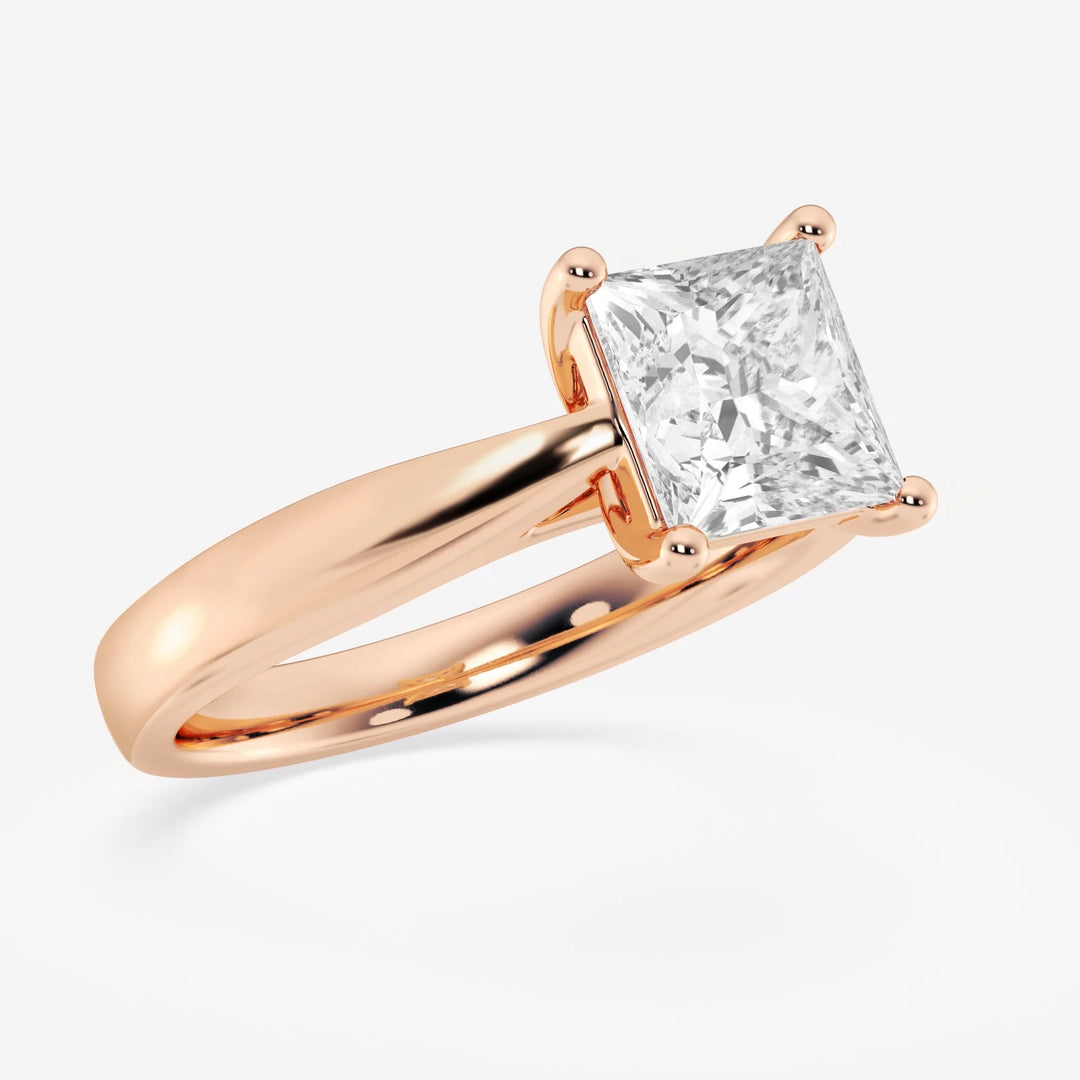 1.0CT Princess Cut Moissanite Diamond Solitaire Engagement Ring