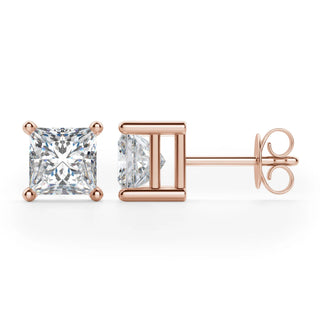 Princess Cut Moissanite Diamond Solitaire Stud Earrings