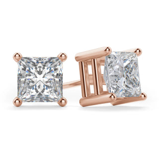 Princess Cut Moissanite Diamond Solitaire Stud Earrings