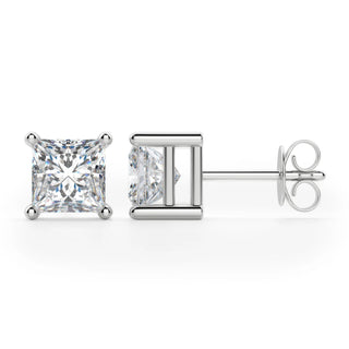 Princess Cut Moissanite Diamond Solitaire Stud Earrings