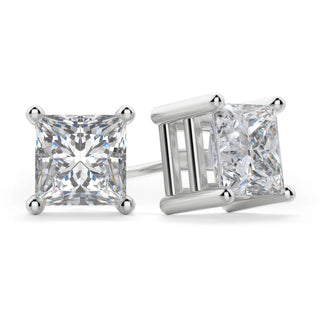 Princess Cut Moissanite Diamond Solitaire Stud Earrings