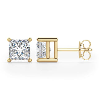 Princess Cut Moissanite Diamond Solitaire Stud Earrings