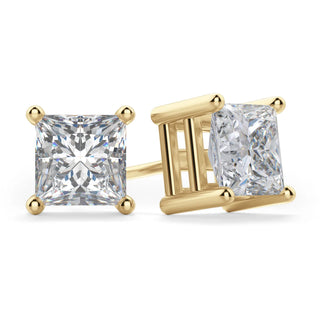 Princess Cut Moissanite Diamond Solitaire Stud Earrings