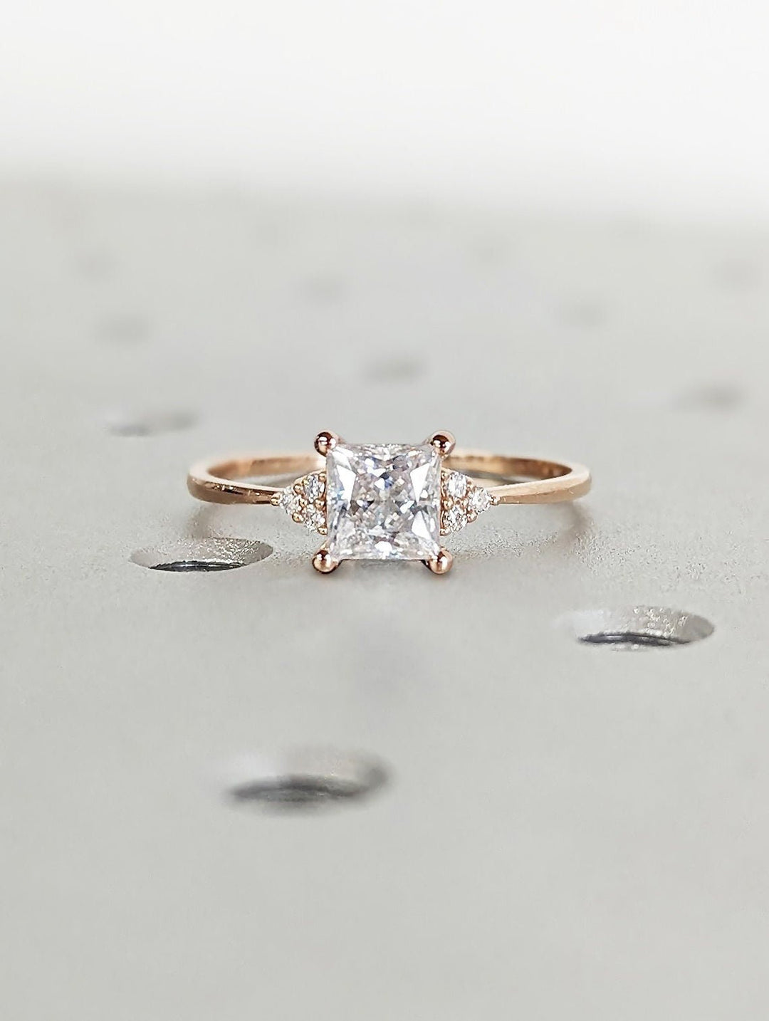 modern princess engagement ring,