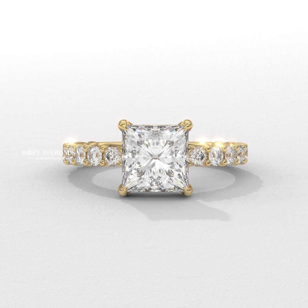 princess diamond ring, princess pave ring, square diamond engagement ring, princess bridal ring, lab grown princess diamond, princess cut lab diamond, princess proposal ring, sparkling princess ring,