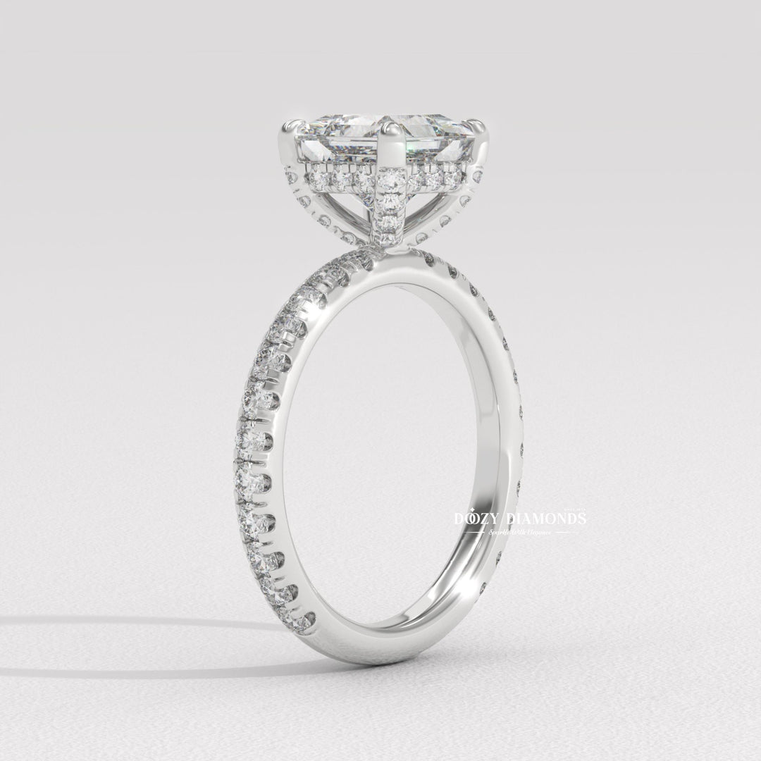 princess hidden halo ring, hidden halo engagement ring, princess diamond ring, princess cut diamond ring, hidden halo diamond ring, princess engagement ring, princess shape diamond ring,