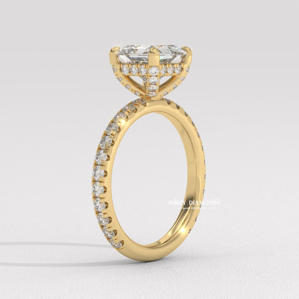 hidden halo diamond ring, princess engagement ring, princess shape diamond ring, princess bridal ring, diamond engagement ring, engagement ring for women, bridal ring, wedding ring,