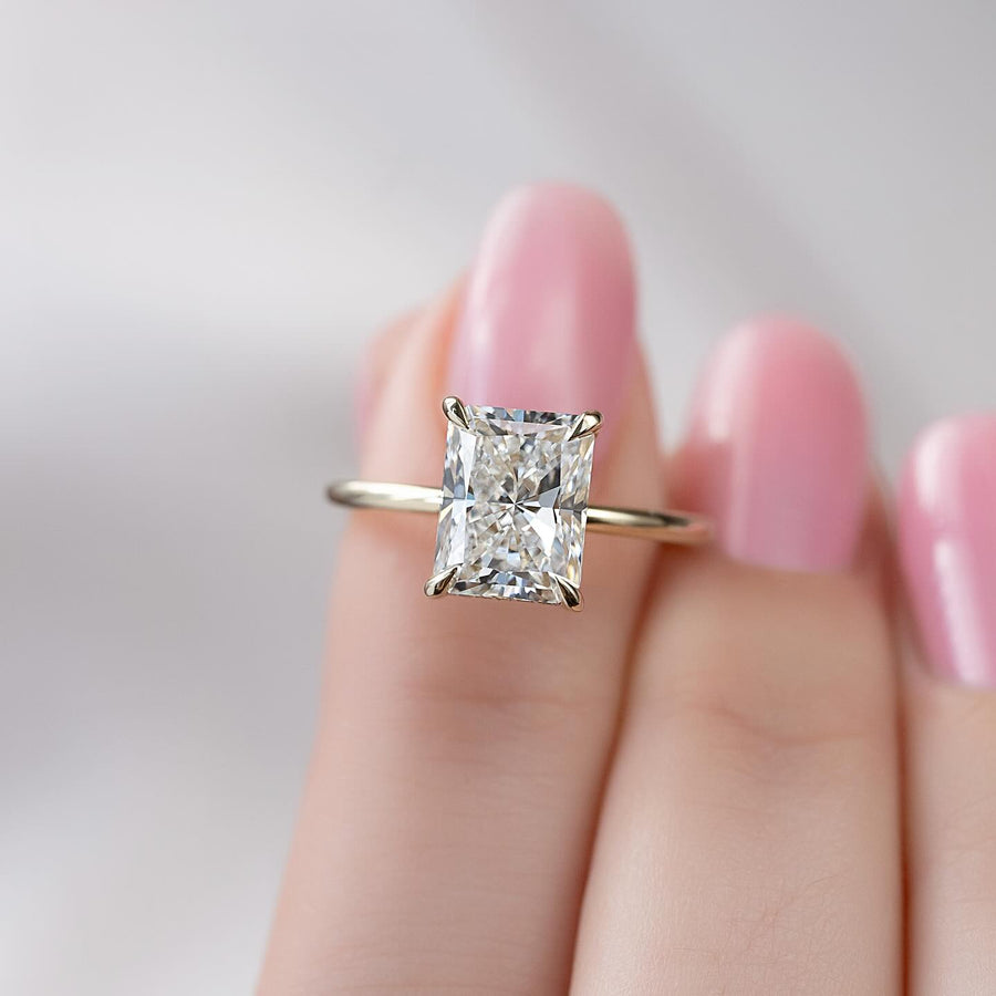 1.0 - 3.0 CT Radiant Lab Grown Diamond Hidden Halo Engagement Ring - Doozy Diamonds