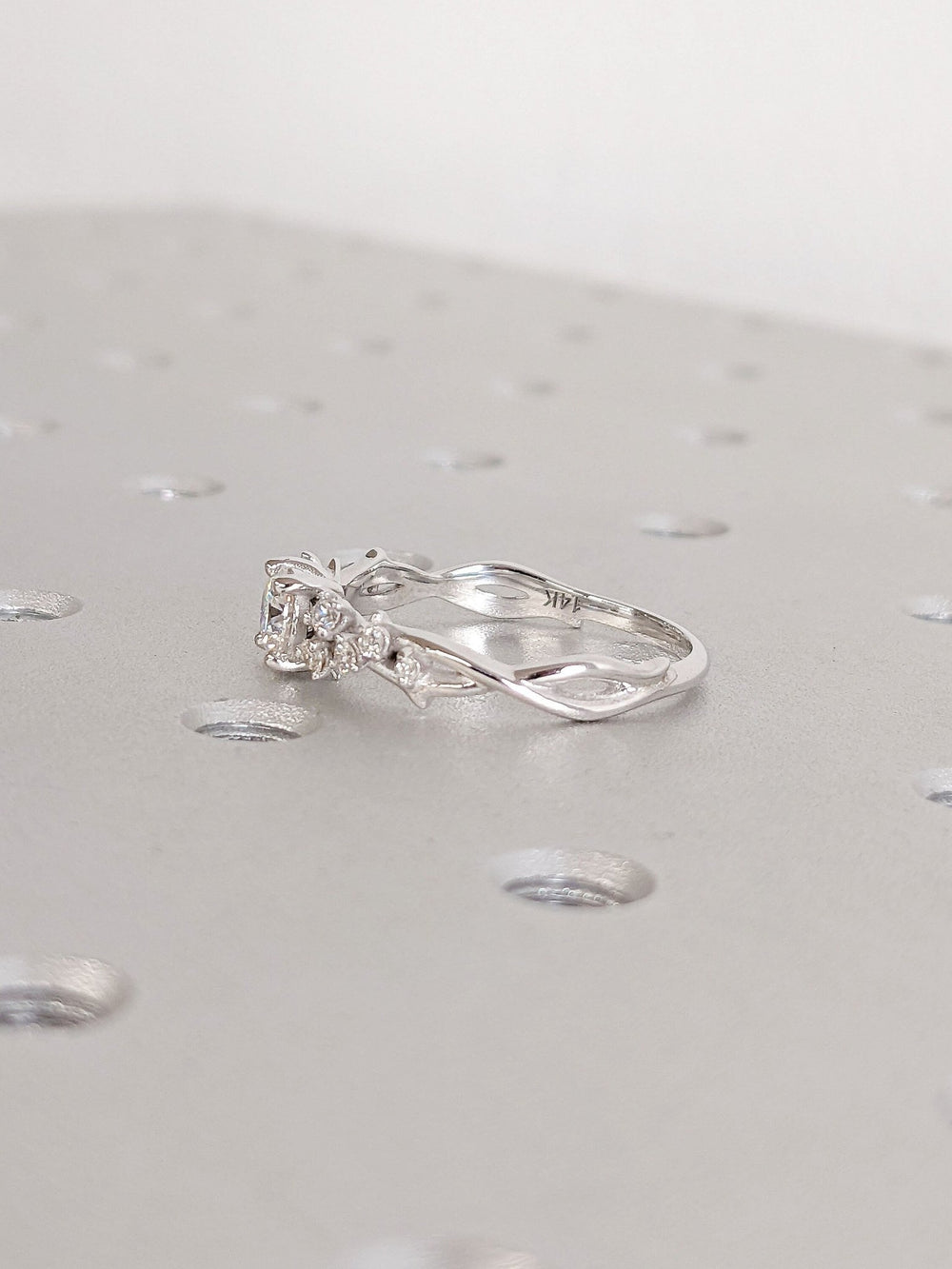 0.50 Carat Round Diamond Cluster Engagement Ring