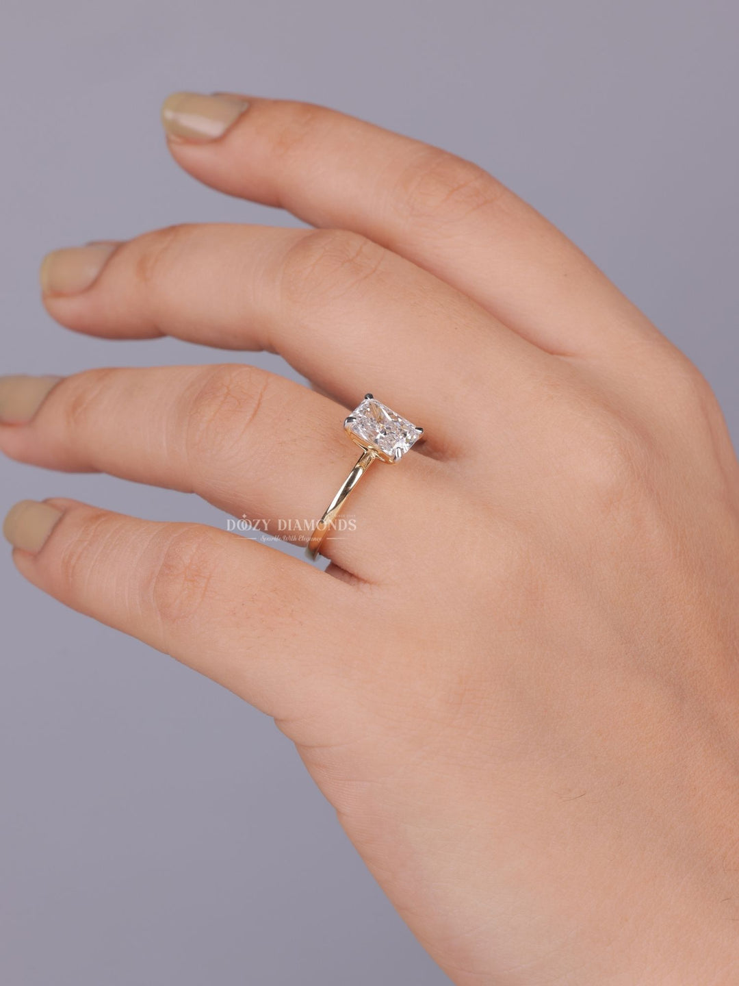 0.75ct - 2.0ct Radiant F - VS1 Solitaire Lab Grown Diamond Engagement Ring - Doozy Diamonds