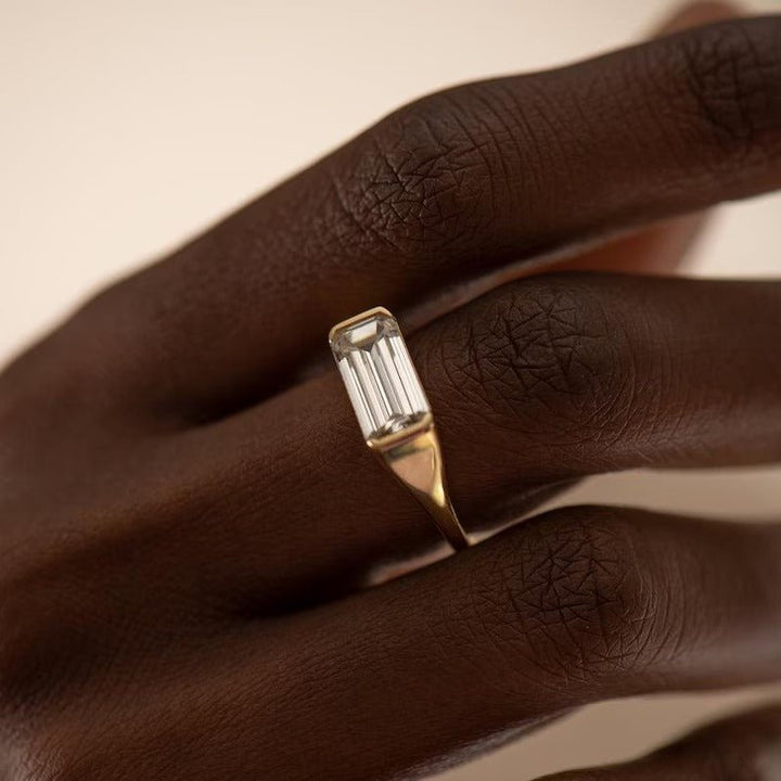 2.50CT - 3.50CT Long Emerald Cut Lab Grown East West Diamond Engagement Ring - Doozy Diamonds