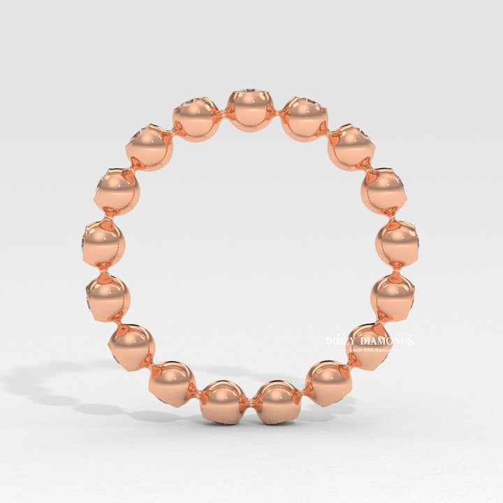 Floating Bubble Half Eternity Wedding Band, 1.50 MM Round Brilliant Cut Lab Created Diamond Band, Matching Band for Engagement Ring