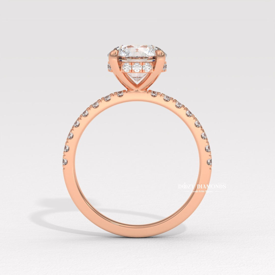 Hidden Halo Ring, Round Brilliant Cut Lab Grown Diamond Ring