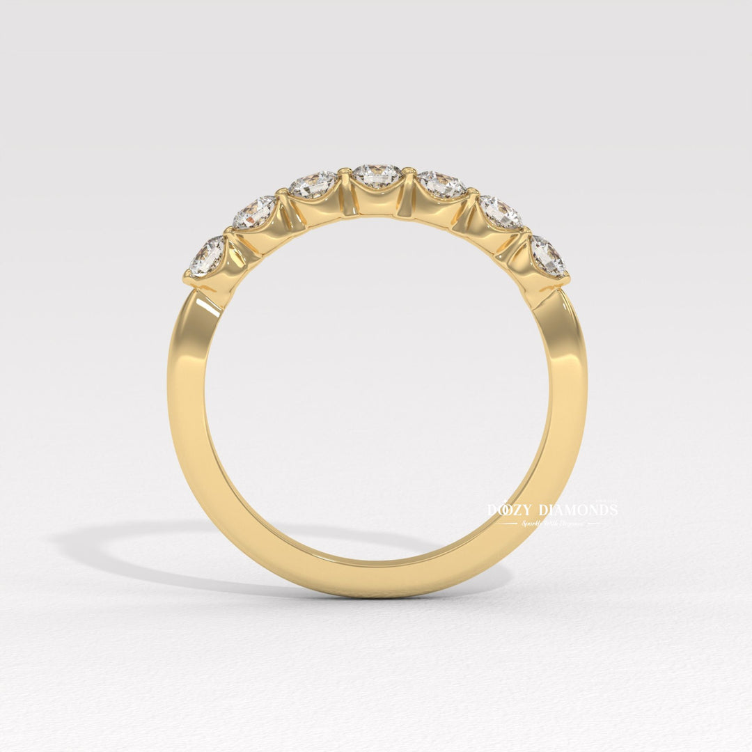 2.0 MM Round Lab Grown Diamond Floating Bubble Half Eternity Band, Stackable Wedding Band