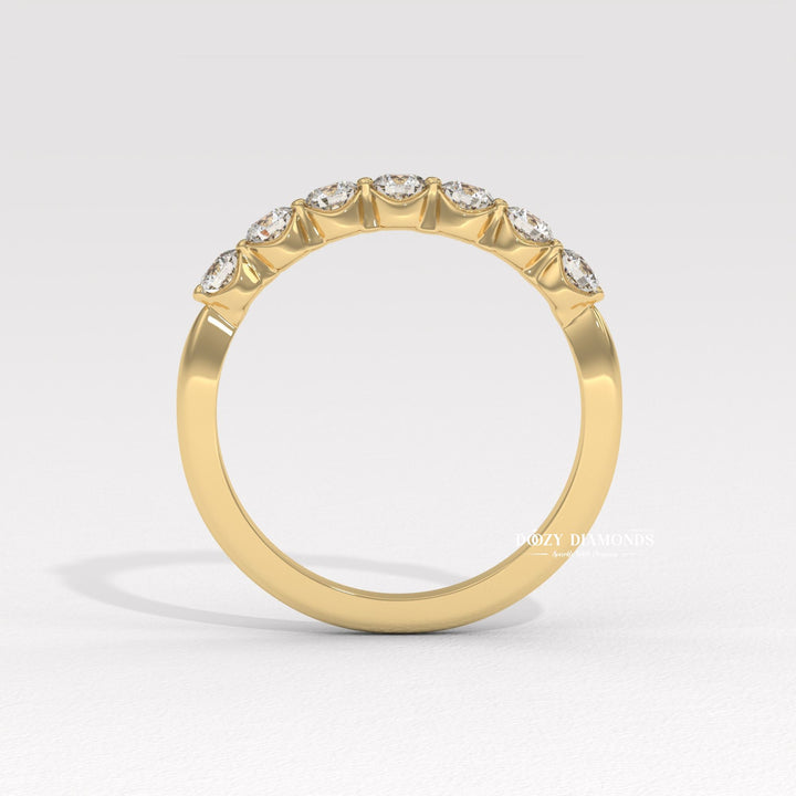 2.0 MM Round Lab Grown Diamond Floating Bubble Half Eternity Band, Stackable Wedding Band