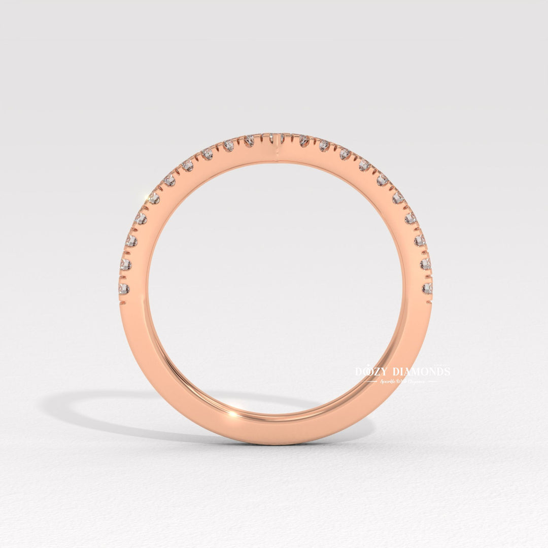 V Shaped Chevron Band, Round Lab Grown Diamond Wedding Band