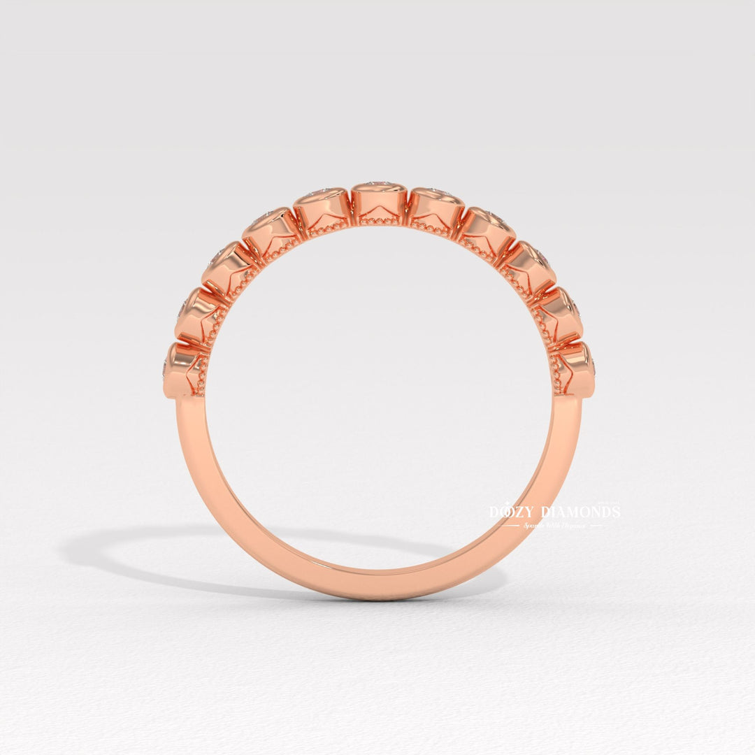 Round Lab Created Diamond Eternity Band, 2.0 MM Round Bezel Set Wedding Band